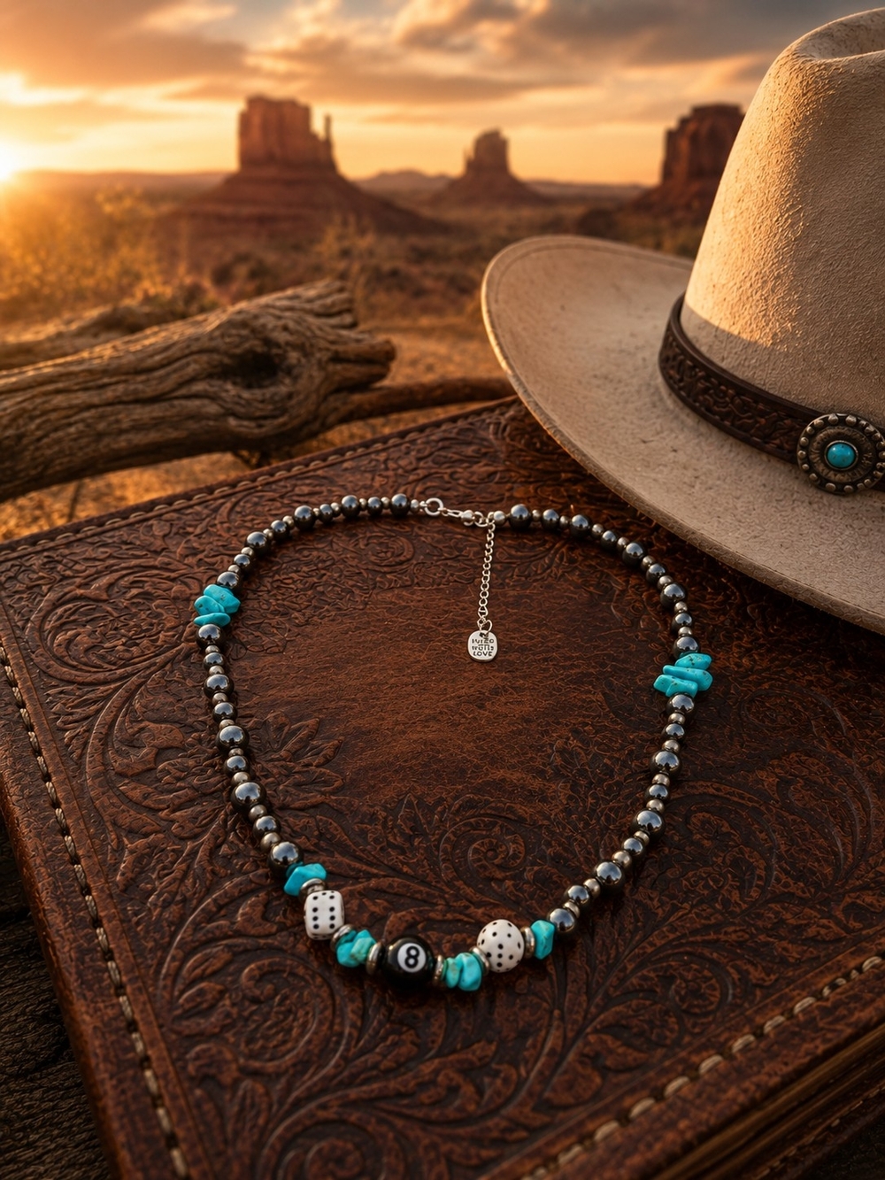 Women's Silver & Turquoise Bead Necklace - Southwestern Style